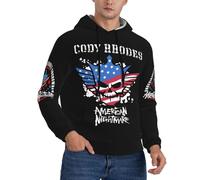 UYETSGDFG Cody Wrestler Rhodes Hoodie for Men - The American Nightmare Pullover Sweatshirt, WWE Superstar Fan Gift Casual Pullover Hooded Large