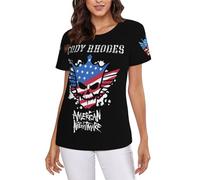 UYETSGDFG Cody Wrestler Rhodes Shirt Women's Short Sleeve T-Shirt, Comfortable Stylish AEW Fan Shirt for Everyday Wear and Fans Gift Medium