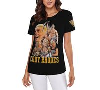 UYETSGDFG Cody Wrestler Rhodes Shirt Women's Short Sleeve T-Shirt, Comfortable Stylish AEW Fan Shirt for Everyday Wear and Fans Gift Medium