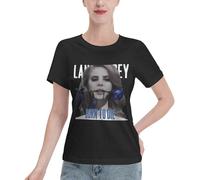 UYETSGDFG Lana Singer Del* Rey Women's Shirt Vintage Tour T-Shirt - Soft 100% Cotton Short Sleeve Tee, Music Graphic Casual Top, Fan Merch Gift Black Medium