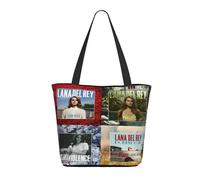 UYETSGDFG Lana Singer Del* Rey Women's Shopping Bag Music Theme Classic Logo Design Large Capacity Fashion Handbag fans gift