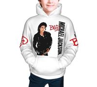 UYETSGDFG Michael King Jackson Youth Hoodie (No Drawstring) - Iconic Pop Legend Print Pullover Sweatshirt, Casual Loose Fit for Teens Fans Gift M(10-12)