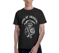UYETSGDFG Sons%of The an*Archy Men's Shirt Classic SOA Print Short Sleeve Cotton T-Shirt - Comfortable and Breathable Tshirt for Spring and Summer Outdoor Activities XX-Large