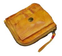 UYFRD Coin Purse Handmade Wallet Creative Pocket Zipper Buckle Men's and Women's Genuine Leather Zero Wallet Retro Square(Yellow Brown)