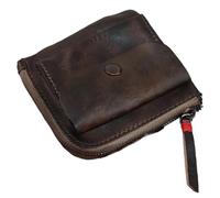 UYFRD Coin Purse Handmade Wallet Creative Pocket Zipper Buckle Men's and Women's Genuine Leather Zero Wallet Retro Square(Dark Brown)