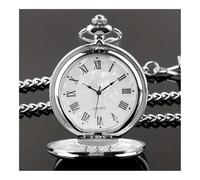 UYFRD Smooth Steel Quartz Pocket Watch, Vintage Roman Number Dial Watch(Silver)