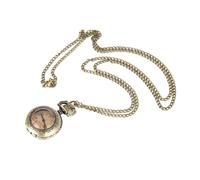UYFRD Vintage Pocket Small Watch Steampunk Quartz Watch with Chain Hollow Heart Cover Necklace Bronze Color Alloy Clock Men Gift(Retro Brown)