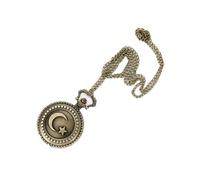 UYFRD Vintage Pocket Small Watch Steampunk Quartz Watch with Chain Hollow Heart Cover Necklace Bronze Color Alloy Clock Men Gift(Moon Star)