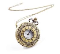 UYFRD Vintage Pocket Watch Antique Roman Number Quartz Steampunk Pocket Watches Black Hollow Out Pendant Clock Chain Necklace Men Gift(Gold)