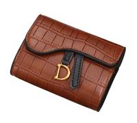 UYFRD Women's Wallet Short D Letter Buckle Coins Purses Wallet Card Bag Key Wallet Luxury Carteras para Mujeres(Brown)