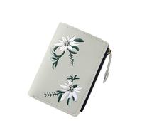 UYFRD Women's Wallets Print Flower Short Wallet for Woman Zipper Mini Coin Purse Ladies Small Wallet Female Leather Card Holder(Gray)