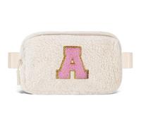 Uygafly Cute Belt Bag with Initials, Cream, 7.8 x 5 x 1.37 inches, A