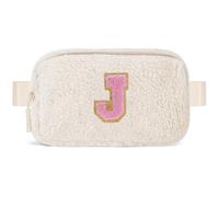 Uygafly Cute Belt Bag with Initials, Cream, 7.8 x 5 x 1.37 inches, J