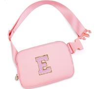 Uygafly Gifts for Girls Kids,Initial Fanny Pack Crossbody Purse Peach,E