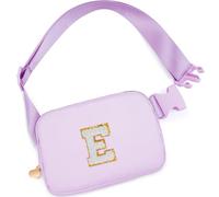 Uygafly Personalized Belt Bag Fanny Waist Pack Crossbody Bags, Lavender - White Initial, 8.07 inches, E