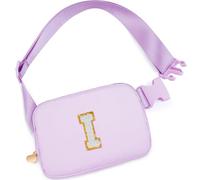 Uygafly Personalized Belt Bag Fanny Waist Pack Crossbody Bags, Lavender - White Initial, I