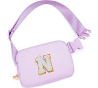Uygafly Personalized Belt Bag Fanny Waist Pack Crossbody Bags, Lavender - White Initial, N