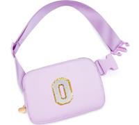 Uygafly Personalized Belt Bag Fanny Waist Pack Crossbody Bags, Lavender - White Initial, O