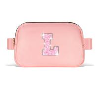 Uygafly Small Waist Fanny Pack Belt Bag for Girls Women Crossbody with Initial, Peach, 5 x 7.8 x 1.37 inches, L