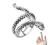 UYGTHI Vintage Silver Plated Snake Ring - Punk Metal Serpent Design for Men and Women, European and American Hip-hop Style Jewelry