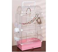 UYHBCNQD Bird Cage Bird Aviary Double-Layer Tall Tiel Cage Parrot Cage Flight Birdcag Bird Carrier w/Handle and Extended Pull-Out Base(Rose)