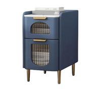 UYHBCNQD Easy Nightstand Leather Bedside Table Wood Night Table with 2 Drawer End Table for Bedroom Narrow Side Table for Living Room(Sapphire blue,25cm/9.8in)