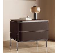 UYHBCNQD Small Nightstand Solid Wood Bedside Table Night Table with 2 Drawers Sliding Rails End Table for Bedroom Open Shelves Storage(Dark Brown,50cm)