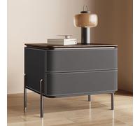 UYHBCNQD Small Nightstand Solid Wood Bedside Table Night Table with 2 Drawers Sliding Rails End Table for Bedroom Open Shelves Storage(Dark Gray,40cm)