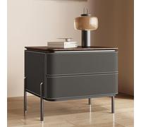 UYHBCNQD Small Nightstand Solid Wood Bedside Table Night Table with 2 Drawers Sliding Rails End Table for Bedroom Open Shelves Storage(Medium Gray,45cm)