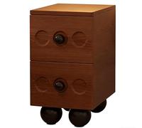 UYHBCNQD Spacious Bedside Table Wood Nightstand End Table for Bedroom Night Table with Double Drawer Side Table with Ceramic Handle Modern(Brown,50cm/19.7in)