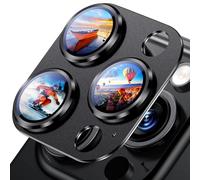Uyiton for iPhone 16 Pro/iPhone 16 Pro Max Camera Lens Protector, Scratch-Resistant, Not Easy to Fall-off, Full Coverage, Case-Friendly, Metal Tempered Glass Rear Camera Screen Cover - Black Titanium