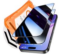 Uyiton Privacy Screen Protector for iPhone 15/16, Pack of 2, 9H Hardness Protective Glass Privacy Screen Protector with Template, 30° Privacy Protection, Full Coverage, Anti-Spy Tempered Glass