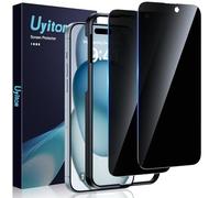 Uyiton Privacy Screen Protector for iPhone 15 6.1-Inch, 9H Tempered Glass Anti-Spy Film with Easy Installation Tool, Anti-Scratch, Bubble Free, Case Friendly, 2 Pack