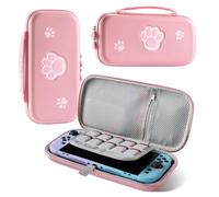 UYIYE Cat Cute Carrying Case for Nintendo Switch 2, Hard Shell Travel Case with Silicone Charging Port, 10 Game Card Slots, Portable Storage Bag, Cherry Blossoms Kitten, Pink