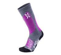 UYN All Mountain Lady's Ski Socks - Medium Grey Melange/Purple, 35/36