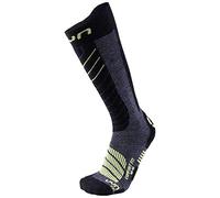 UYN Comfort Fit Men's Ski Socks - Medium Grey Melange/Green Lime, 35/38