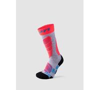 UYN Junior's Ski Socks - Light Grey/Coral Fluo, 27/30