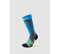 UYN Junior's Ski Socks - Medium Grey Melange/Turquoise, 27/30