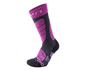 UYN Men's Junior's SKI Socks, Anthracite Melange/Violet, 35/38