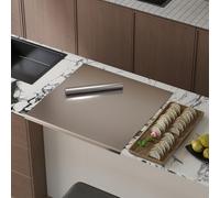 uyoyous Stainless Steel Cutting Board 50 x 50cm Chopping Board Worktop Protector with Rolling Pin, Kitchen Cutting Mat for Kneading Pastry Meat Vegetables Bread