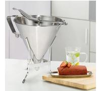 uyoyous Stainless Steel Piston Funnel Confectionery Funnel with Stand 1.8L Baking Dispenser funnel with Three Nozzles for Baking Cake Desserts Making Bakery Use