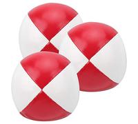 UYSTDMXKA 3Pcs PU Leather Juggling Balls, Professional Juggling Set, Soft and Durable Practice Balls PU Material, Portable Indoor Leisure Performance Balls for Beginners (Red and White)
