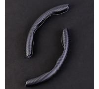 UYTKTN 2Pcs Carbon Fiber Car Steering Wheel Cover for Volkswagen Taigo Tiguan CC Caddy, Segmented Breathable Anti-slip Wear-Resistant Steering Wheel Protector Accessories,A Black