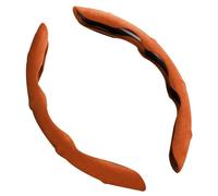 UYTKTN 2Pcs Suede Car Steering Wheel Cover for Skoda Octavia Kamiq Karoq Kodiaq, Segmented Breathable Anti-slip Wear-Resistant Steering Wheel Protector Accessories,A Orange