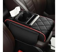 UYTKTN Car Armrest Cushion for BMW 7 Series E65 2005 2006 2007 2008, Car Armrest Center Console Pad, Car Armrest Storage Box Cover Protector with Tissue Box,B Black+Red