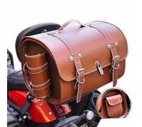 UYTKTN Motorcycle Leather Tail Bag for Triumph Bonneville T100 / T120, Waterproof Durable Motorcycle Top Box, Easy Installation Motorcycle Luggage Case Trunk Bag Saddlebag,D Light Brown
