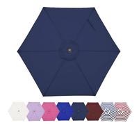 UYTOIZ UV Protection Market Table Umbrella Polyester Fabric Canopy Cover,Patio Replacement Parasol Canopy 6 Ribs,6.6ft/8.2ft/8.9ft/9.8ft Ease of Use Garden Parasol Cover Cloth(Dark blue,6.6ft)