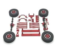 UYTRECH RC Parts For WPL C64 C64-1 1/16 Metal Front And Rear Axle Chassis Link Rod Pull Mount Side Pedal Tire Set RC Car Upgrade Parts(Red)
