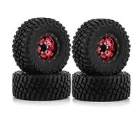 UYTRECH RC Toys DIY Spare For TRX4M For SCX24 For FMS 1/18 4PCS 1.0 Inch Tires Wheels Set Scale Crawler Replacement All For Terrain Rubber(Red,5)