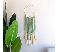 UYUME Chic Tapestry Wall Decor, Boho Macrame Wall Hanging, 30 x 85 cm, Crescent Moon Dream Catcher Tapestry, Bohemian Tapestry, Woven Home Decoration for Bedroom Apartment